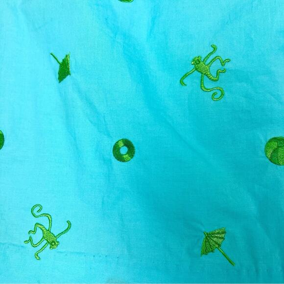 Vintage Lily Pulitzer | Blue Green Novelty Print Monkey Beach Embroidered Skirt - Picture 3 of 10